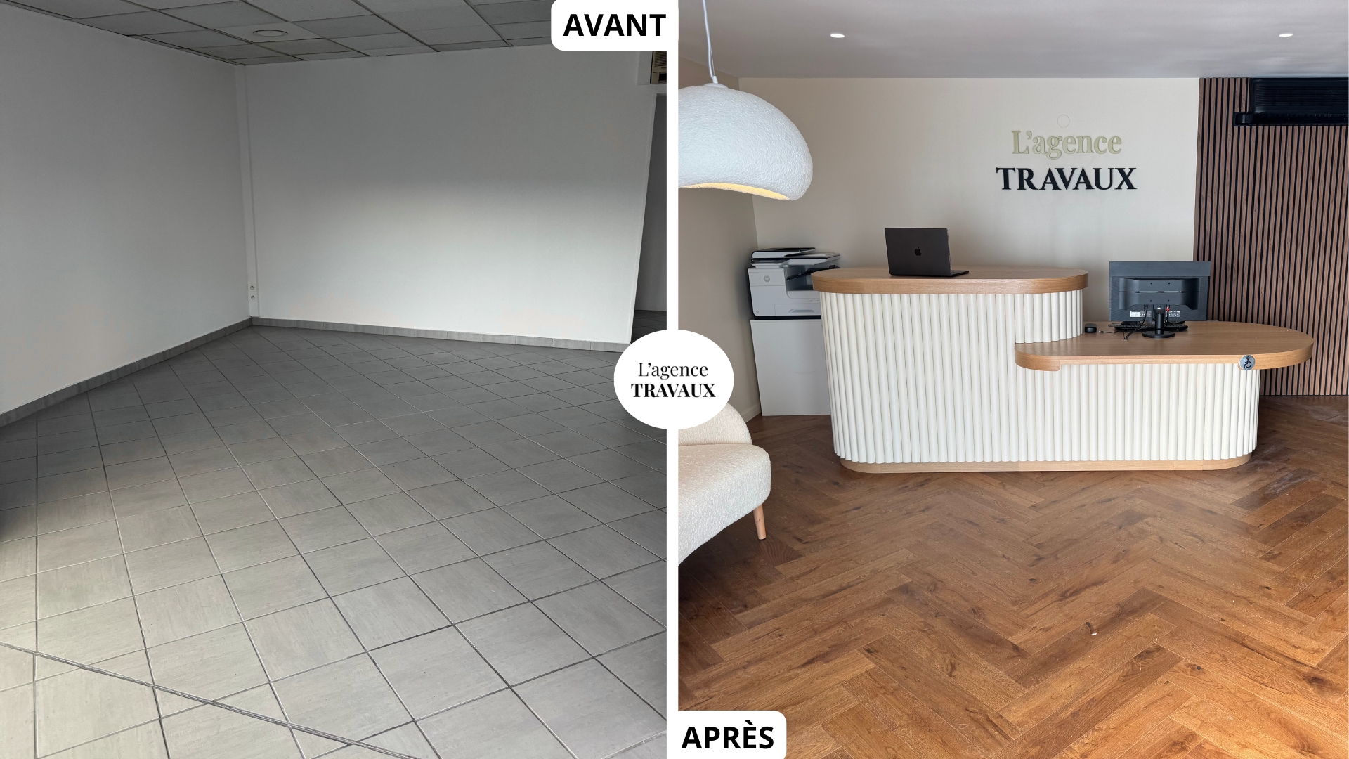 Avant après travaux intérieurs réalisés par L'agence TRAVAUX