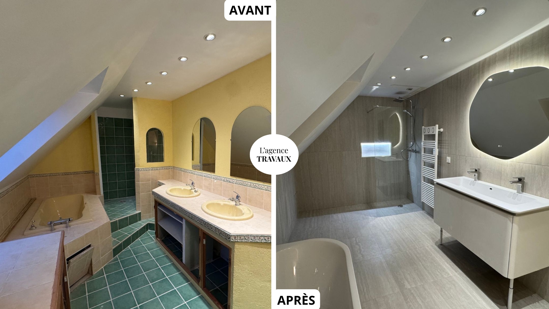 Avant après chantier Battini réalisé par L'agence TRAVAUX